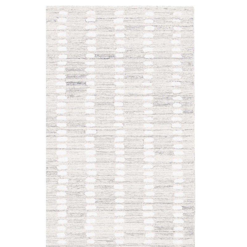 Valirie Abstract Hand Tufted Wool/Chenil/Cotton Abstract Rug in Silver/Ivory, Rectangle 5" x 8"