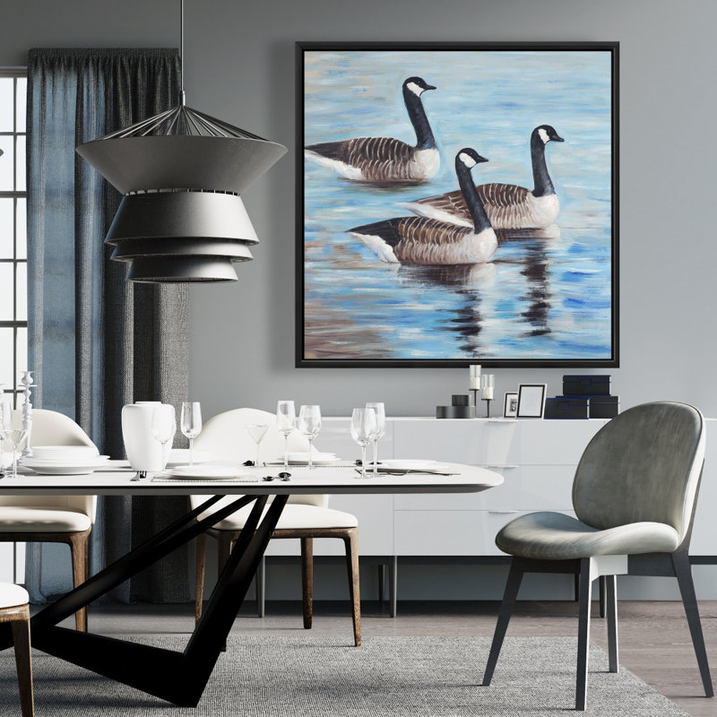 "Bernaches du Canada dans l'eau" sur toile