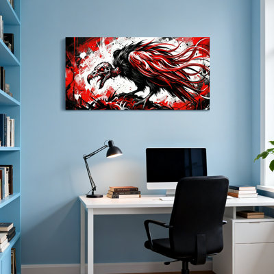 Animals Red Black And White Raven Artwork
