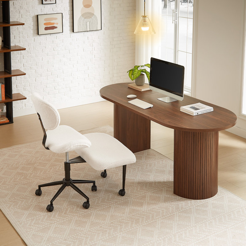 Chaise de bureau Teddy, Blanc cassé