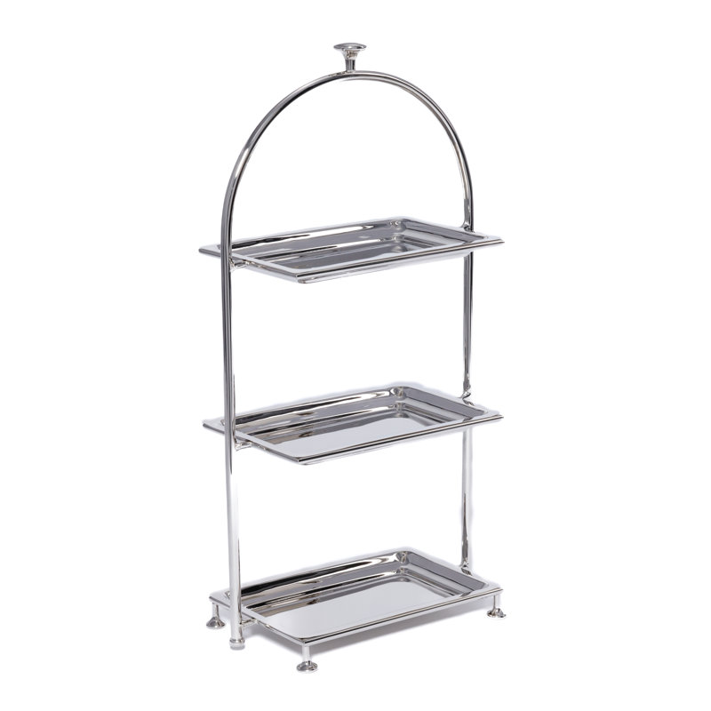 Support de service en acier inoxydable poli à 3 niveaux Lucente, Nickel