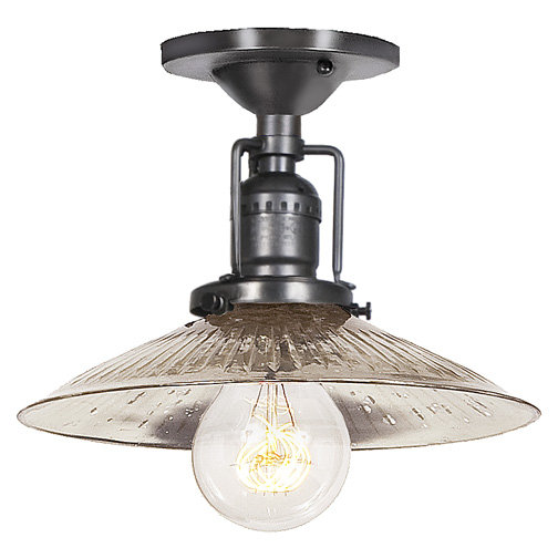 Shumway Glass Semi Flush Mount, Gun Metal, Antique Mercury