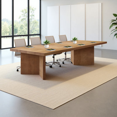 Modern Minimalist Rectangular Solid Wood Conference Table