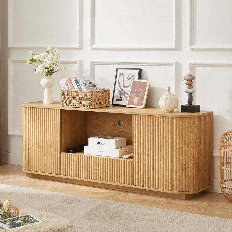 Curve Design Storage Cabinet, Natural