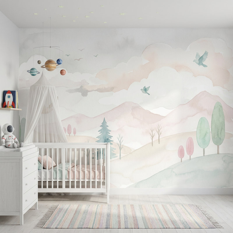 Décoration murale pastel amovible, 160 po x 108 po, Peler et coller