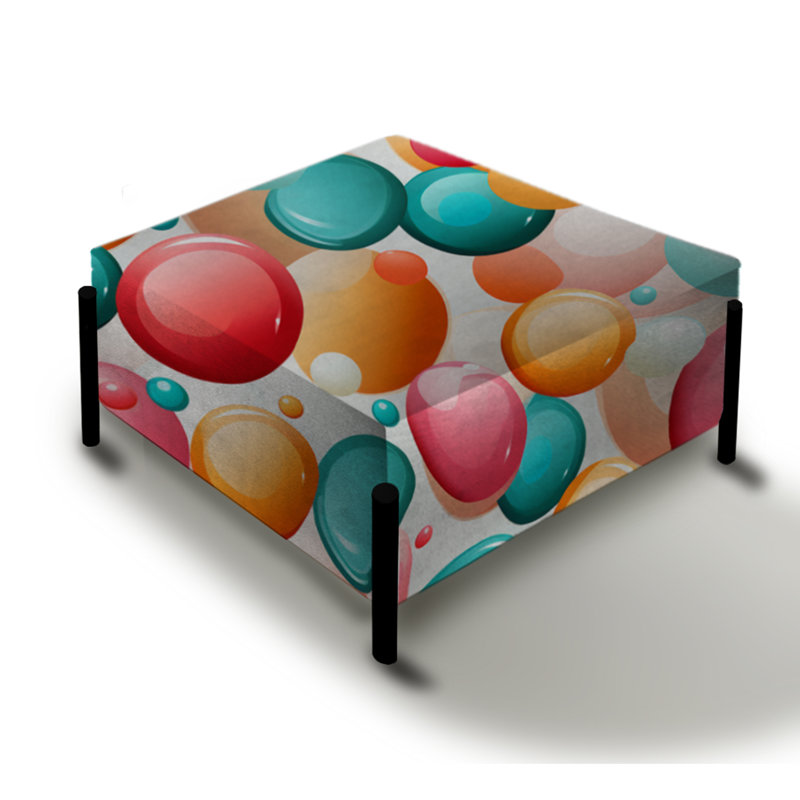 Grand repose-pieds carré à pois Poupart Candy Crush Delight