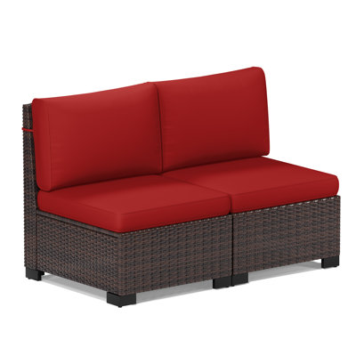 2-Person Armless Outdoor Seating Group With Cushions by Ebern Designs