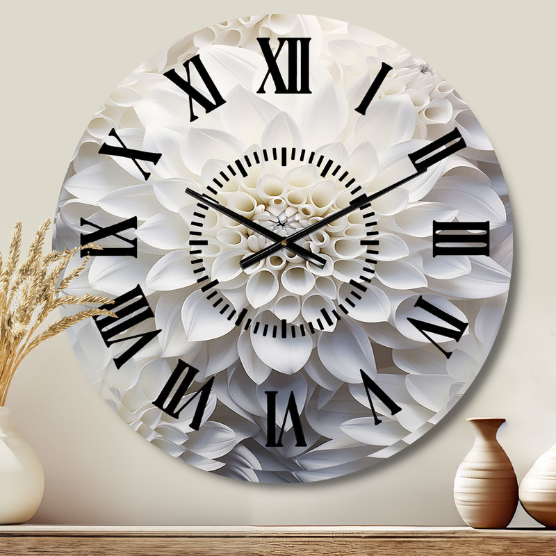 Minimalisme blanc Dahlia - horloge murale Dahlia, Médium