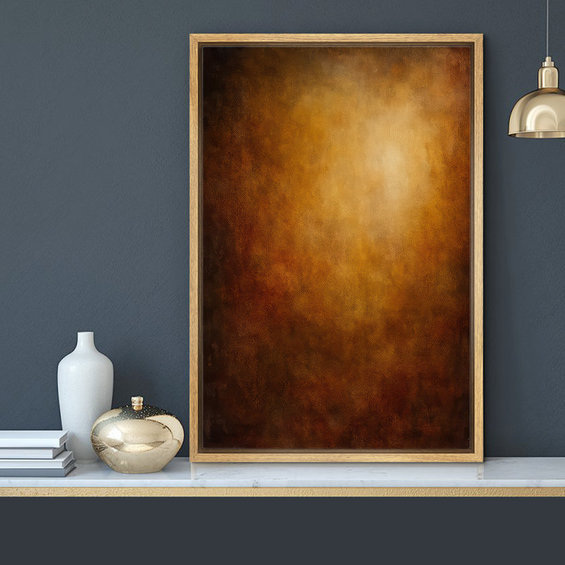 «Warm Brown Abstract Misty Art», reproduction d'art sur toile encadrée, H 24 po x l 16 po x P 1,5 po, Cadre flottant Naturar