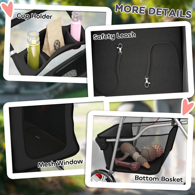 Foldable Pet Stroller, Black