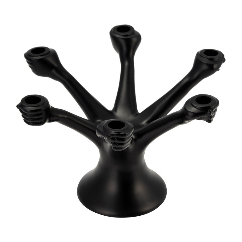 Metal, 13"D, Hands Holding Taper Candelabra, Black