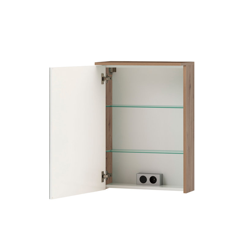 Louellen 50.4mm W 72.3mm H Surface Medicine Cabinet Mirror, Artisan oak