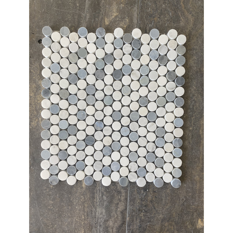 Arabescato Mixed Penny Round Mosaic Tile