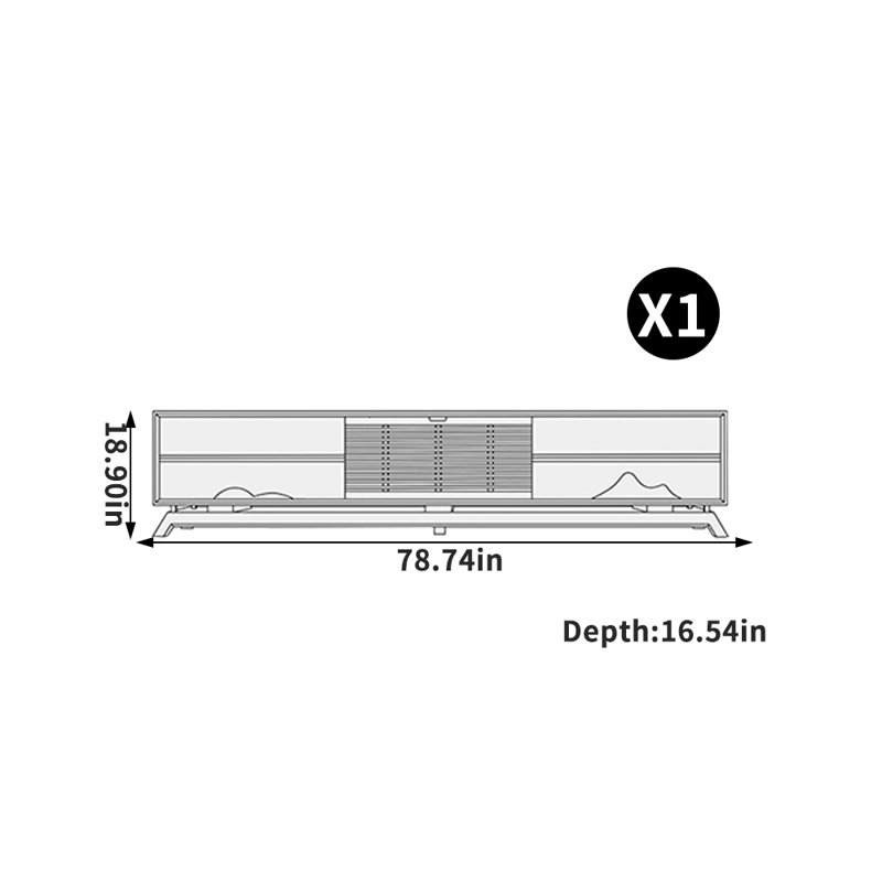 Nouveau meuble télé minimaliste de style chinois, 78.74"