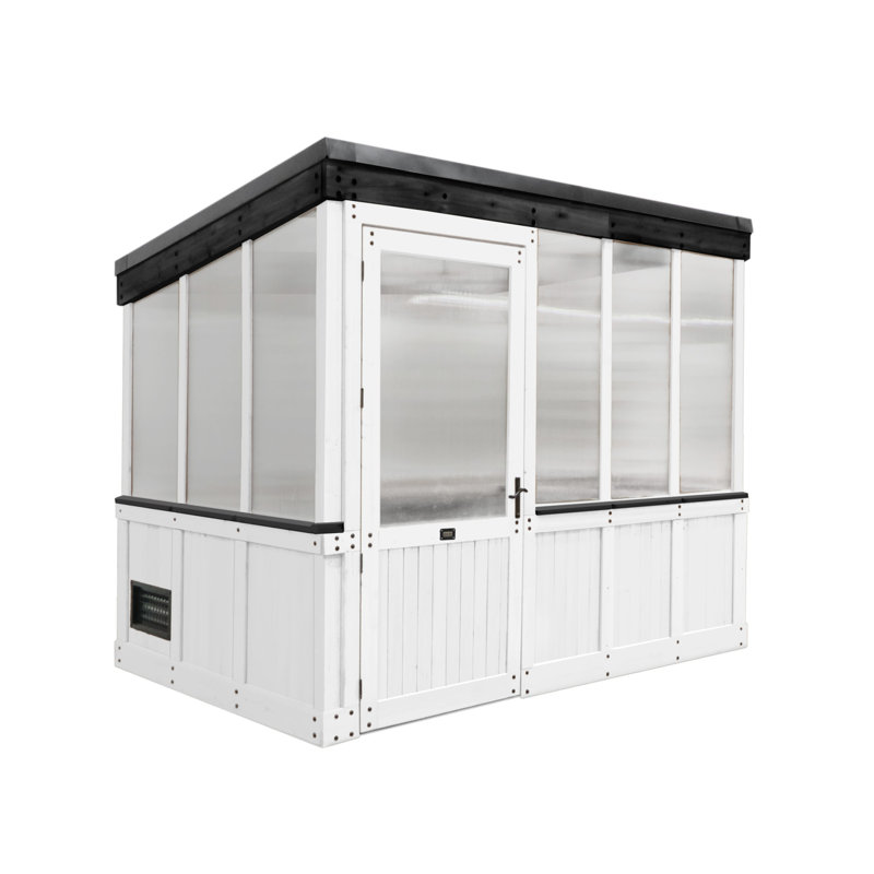 Willow White and Black Cedar Greenhouse with Hinged Door