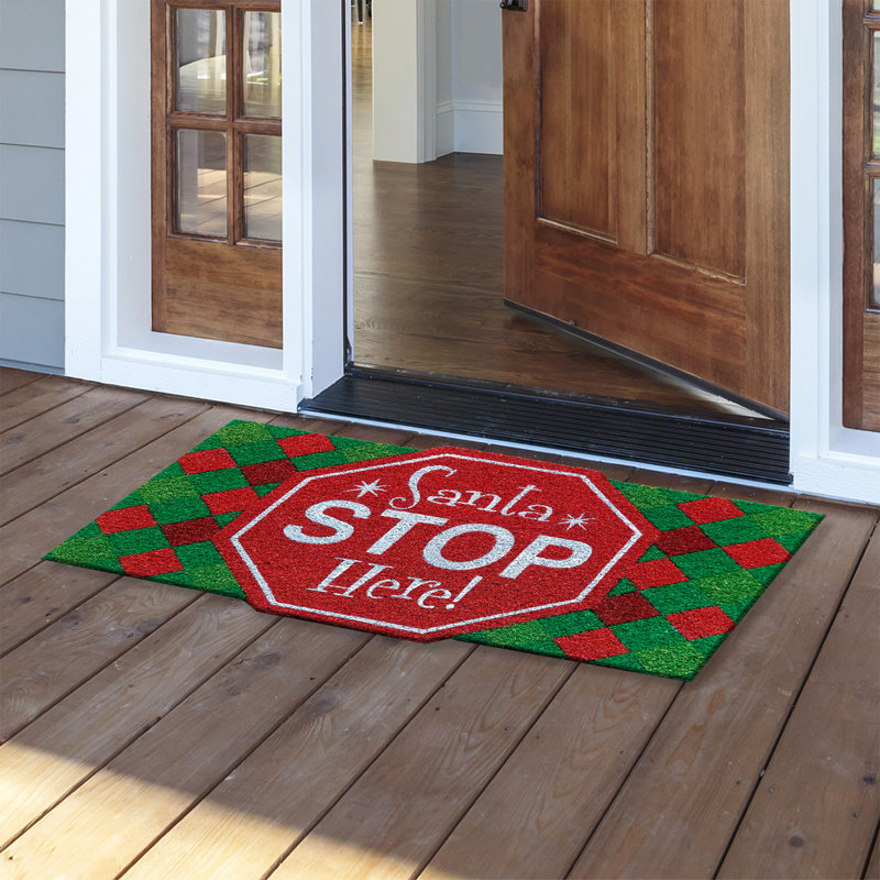 Santa Stop Here Coir Doormat