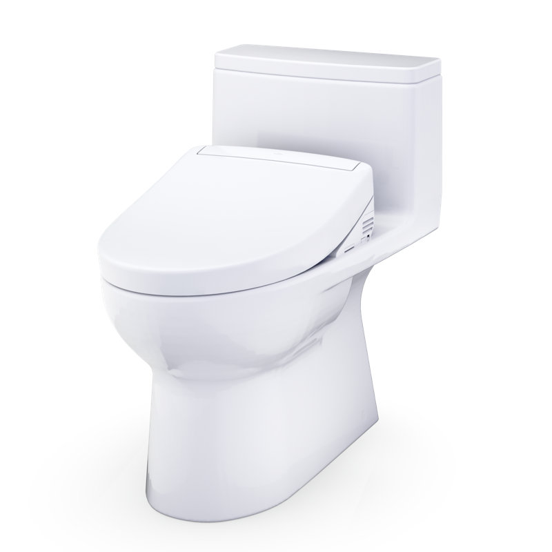 TOTO Redington WASHLET+ S5 One-Piece Elongated 1.28 GPF Universal Height Toilet with CEFIONTECT, Cotton White - MW6723446CEFG#01