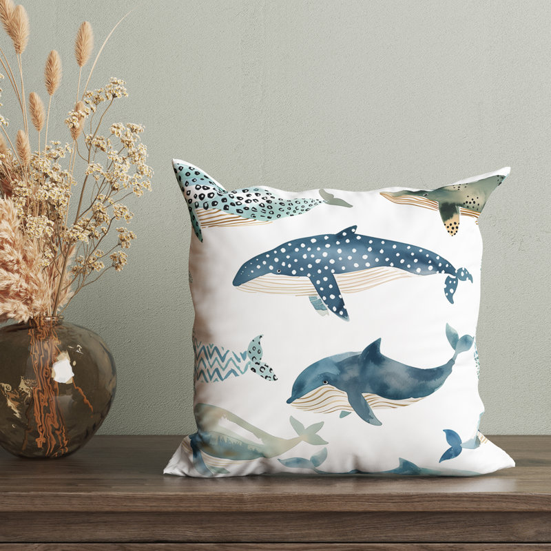Housse de coussin Whales Seafoam Soiree, H 20 po x l 20 po