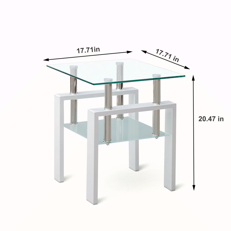 Table de bout en verre trempé blanc 2 pièces 2 pièces
