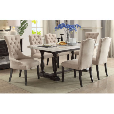 Gakona 6 - Person Marble Top Trestle Dining Set