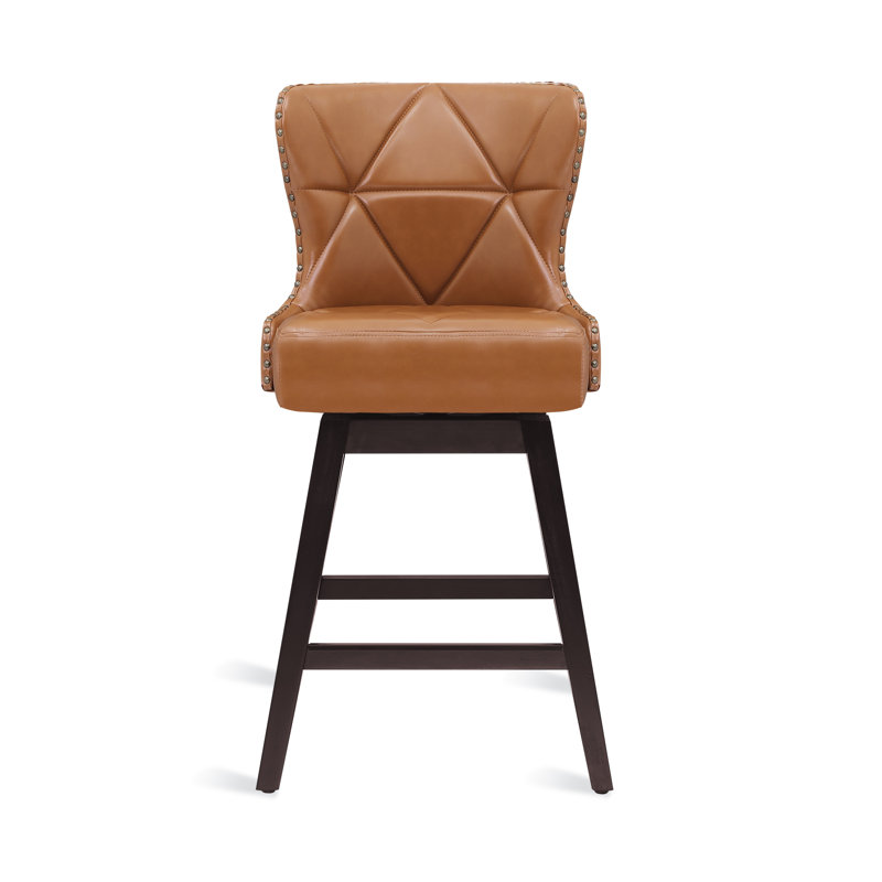 Tabouret de comptoir pivotant de 26 po avec structure en bois massif Lexys, Orange