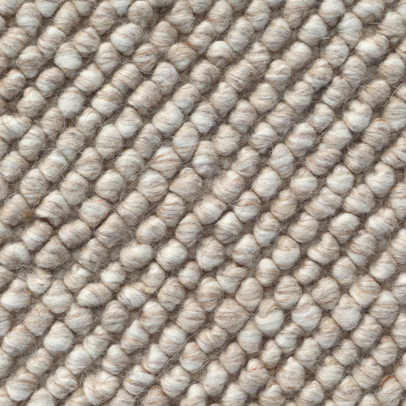 Bubble Polka Dots Handmade Loop Pile Weave Sandy Beige Wool Area Rug By Tufty Home, Rectangle 2' x 3'