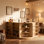 Bar de maison en L de 70,9 po de largeur avec 3 tiroirs + 1 armoire de rangement + support de présentation multicouche
