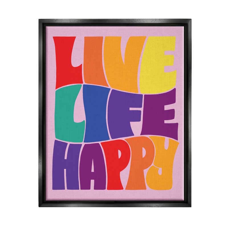«Live Life Happy Rainbow» par Jo Taylor, Cadre flottant noir de jais, H 21 po x l 17 po x P 1,7 po
