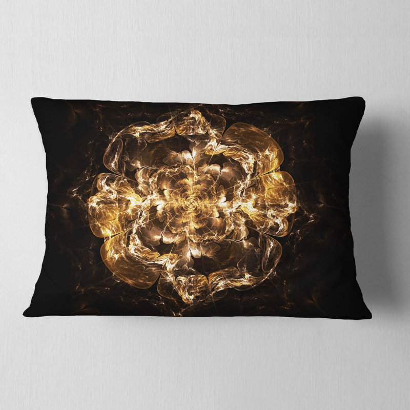 Coussin lombaire floral fractal explosion, Jaune