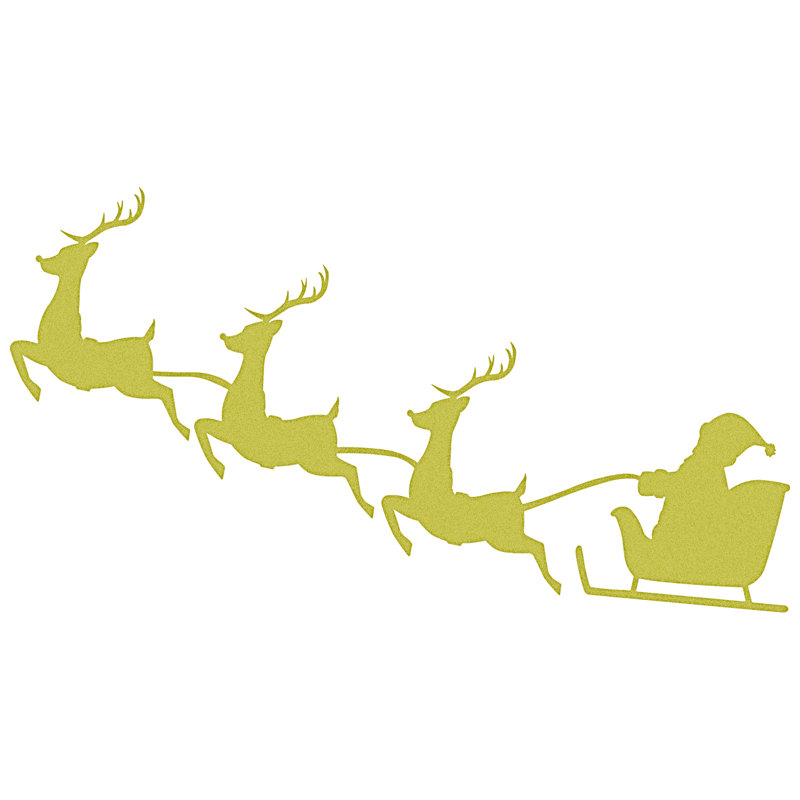 Décalcomanie murale noël renne père noël, H 22 po x l 40 po, Or