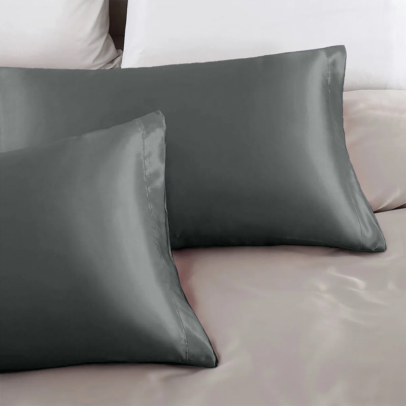 Satin Standard Pillowcase - Set of 2, Charcoal