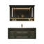 Meuble-lavabo mural 47,24 po en bois d'hévéa vert foncé avec miroir-639436540