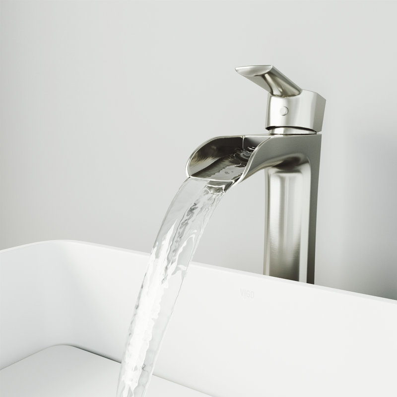 Niko 11" H Single Handle Vessel Sink Bathroom Faucet  with Pop-up Drain, Brushed Nickel, Without Pop-Up Drain