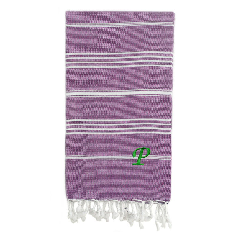 Serviette de plage 100% coton Pestemal Lucky, Vert clair / blanc, P