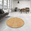 Tapis orange rayé en laine tissé à la machine-1010499481