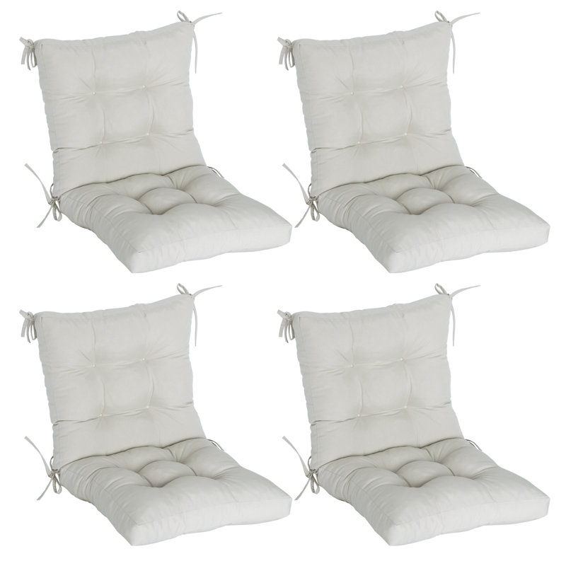 Ensemble de 4 coussins de siège / dossier 18 po x 36 po x 3,5 po pour l'extérieur, Ensemble de 4, L 18 po x P 18 po, Noir