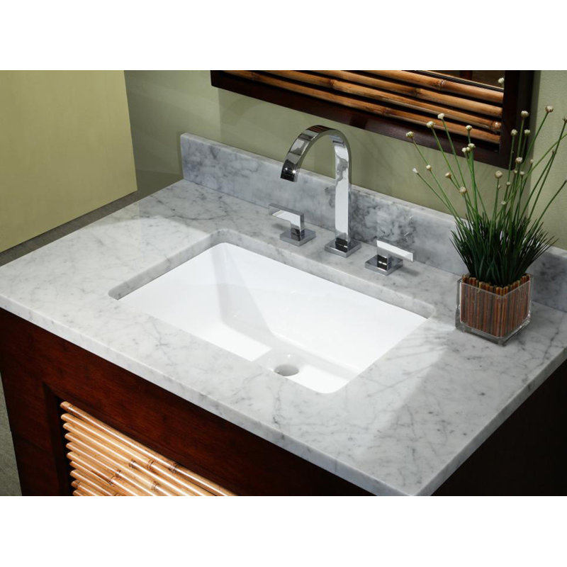 Kingsman Hardware 14.75 " Ceramic Rectangular Bathroom Sink and Overflow Hole