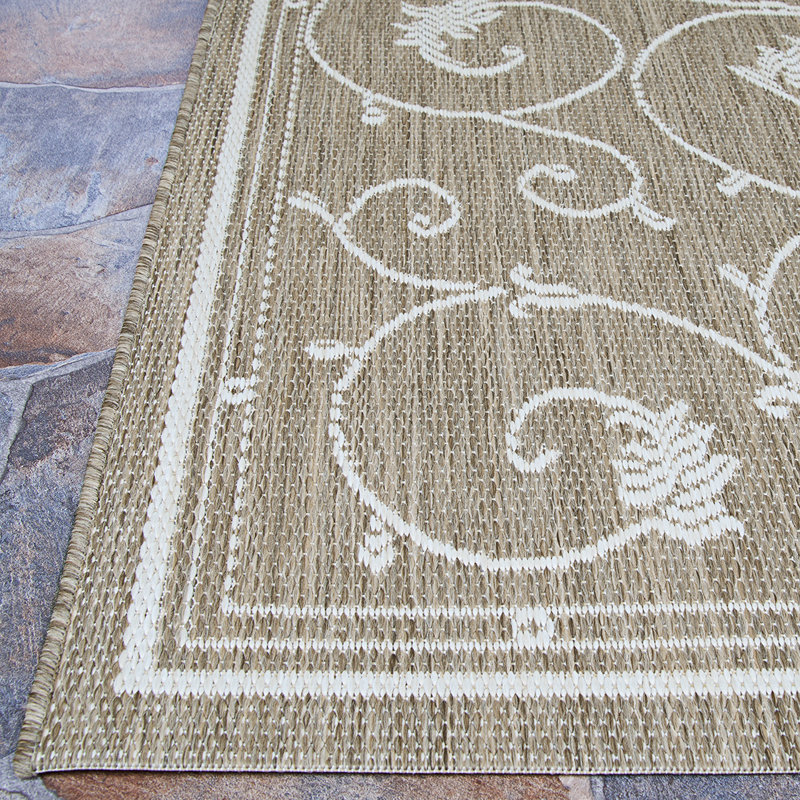 Fierce Portico Beige-Taupe Indoor/Outdoor Square Rug, Rectangle 7'6" x 10'9"