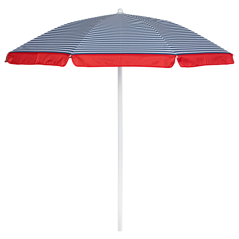 Chaise de plage avec parasol Edwin, Rayures bleues
