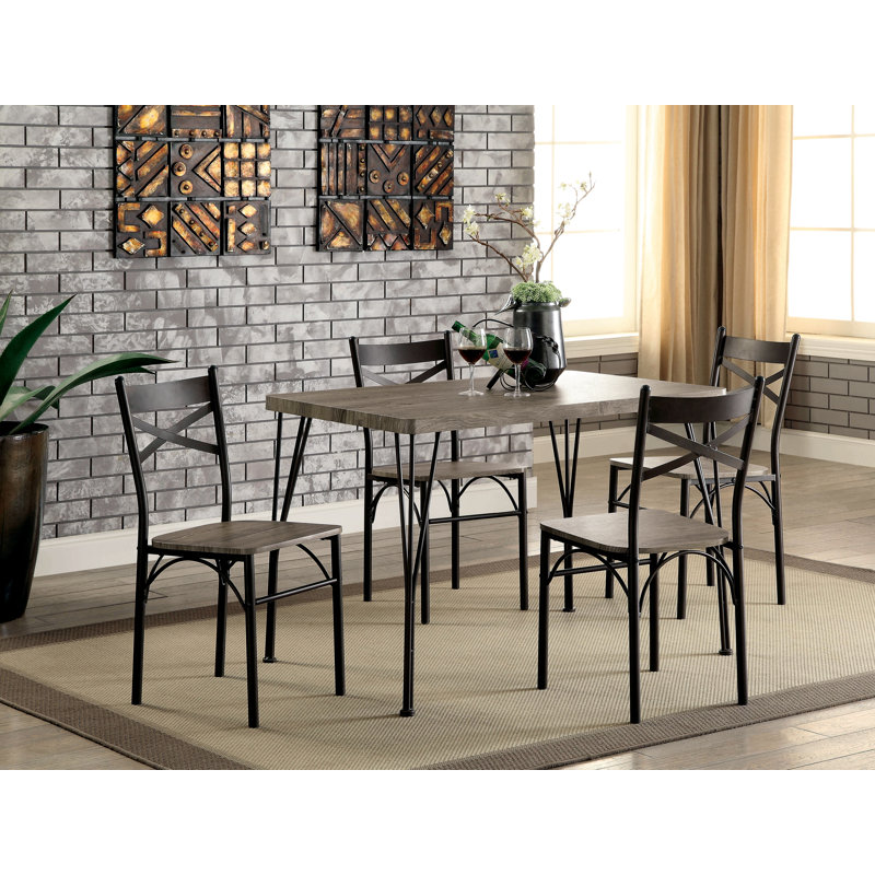 Abbeville 4 - Person Dining Set, Natural/Dark Bronze