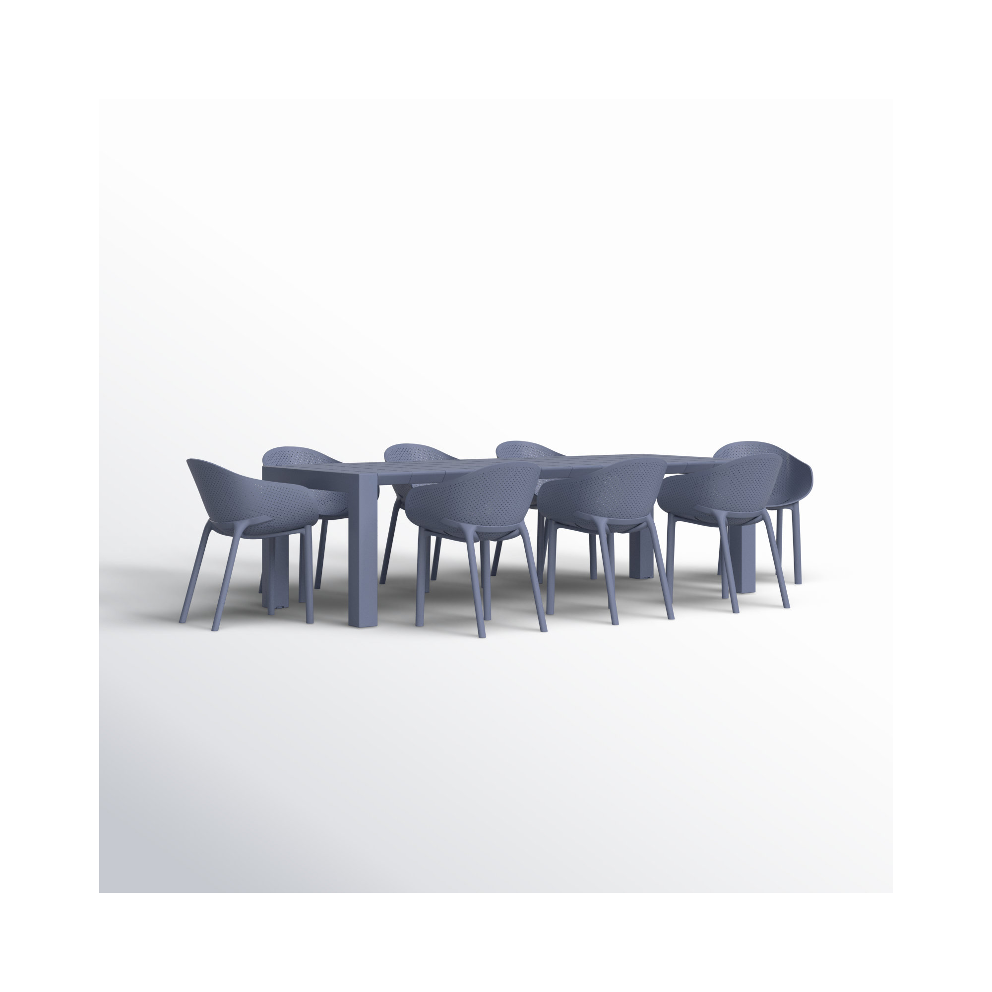 Farrah 9-Piece Extendable Patio Dining Set, Dark Gray