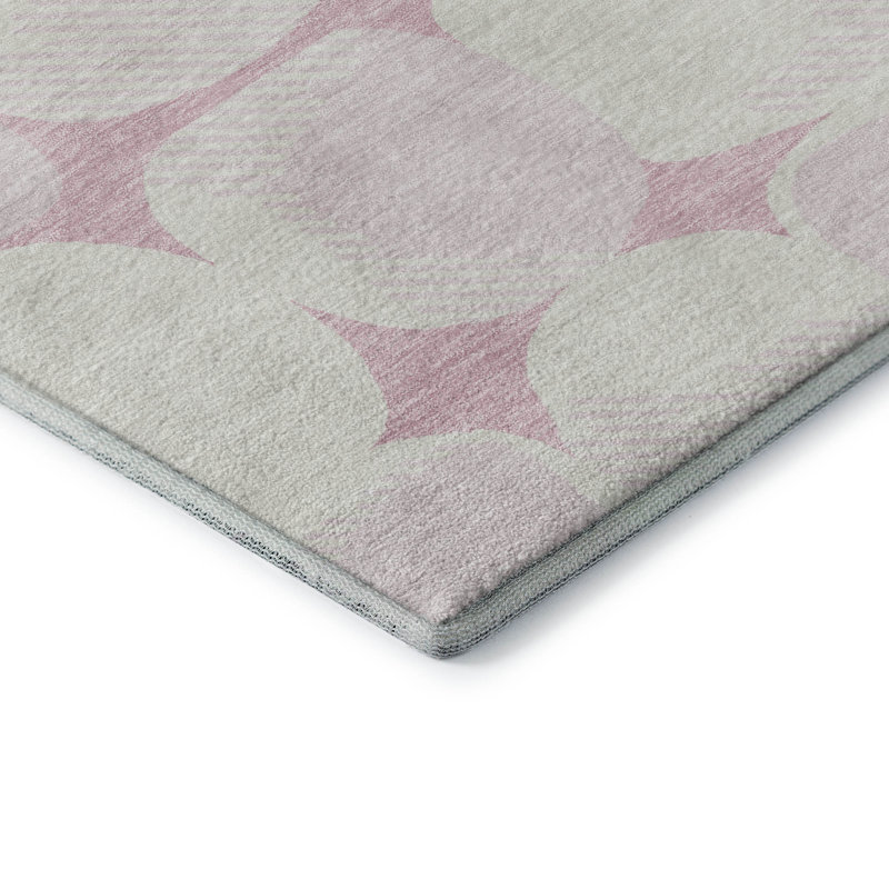 Premium Machine Washable Prisco Pink Rug, Rectangle 3' x 5'