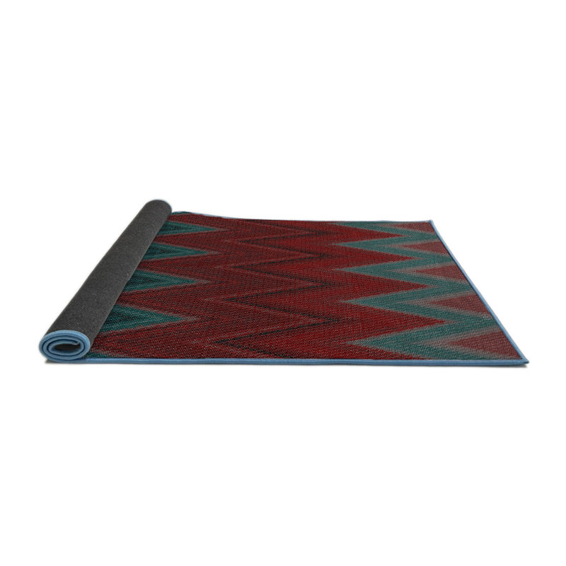 Tapis rouge à chevrons Donti, Rond 6 pi