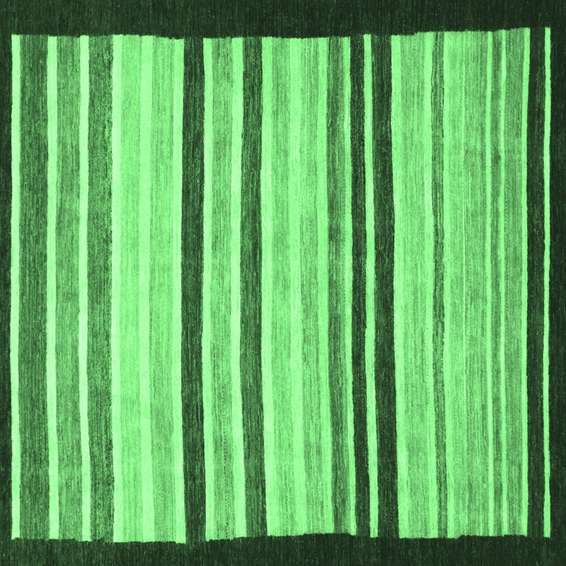 Tapis abstrait vert émeraude lavable à la machine 806, Carré 5 pi
