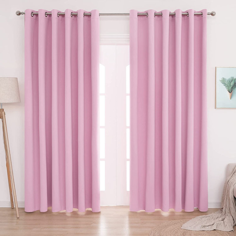 Blackout Door Curtain Pair, 229 W x 229 D cm, Pink