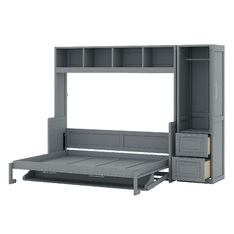 Lit escamotable avec placard Murphy, Gris