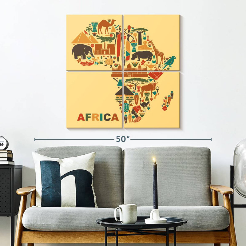 Carte de la culture d'Alazia en Afrique, H 32 po x l 32 po