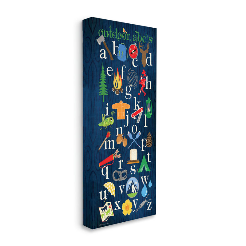 Outdoor ABCs Blue Canvas Print with Wooden Frame