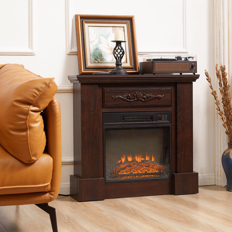 Foyer électrique 32 po avec manteau de cheminée autoportant Homcom - 1400 W