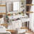 Makeup Vanity Desk with Mirror and Lights, Power Outlet,-1844725726